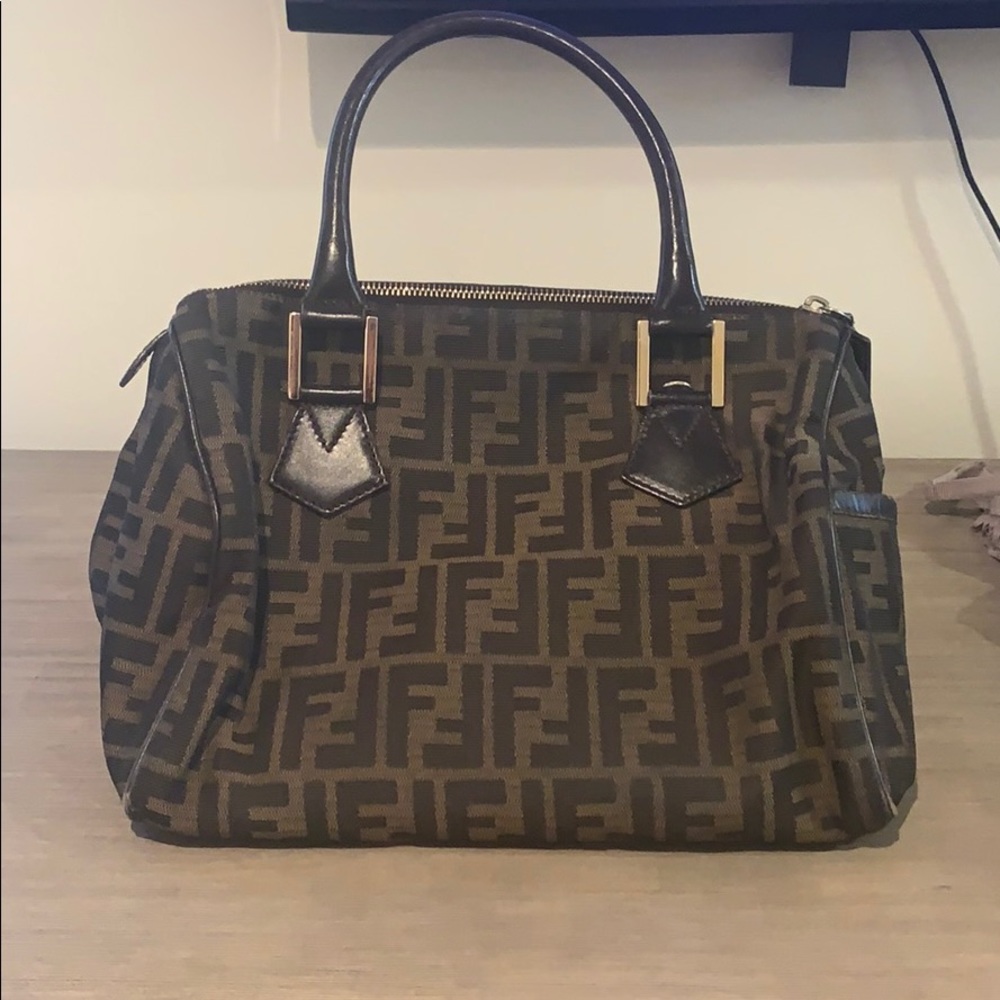 fendi monogram zucca bowler tobacco bag Print Canvas Boston 8BL108 Shop Pre Owned Authentic Fendi